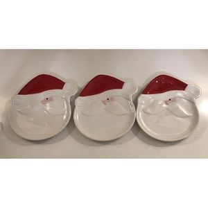 DEPARTMENT 56 Winking Peeking Santa Hat Plates Set of 3 Christmas Holiday Dept56